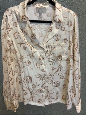 Treasure & Bond Cream Blouse with Brown Floral Print